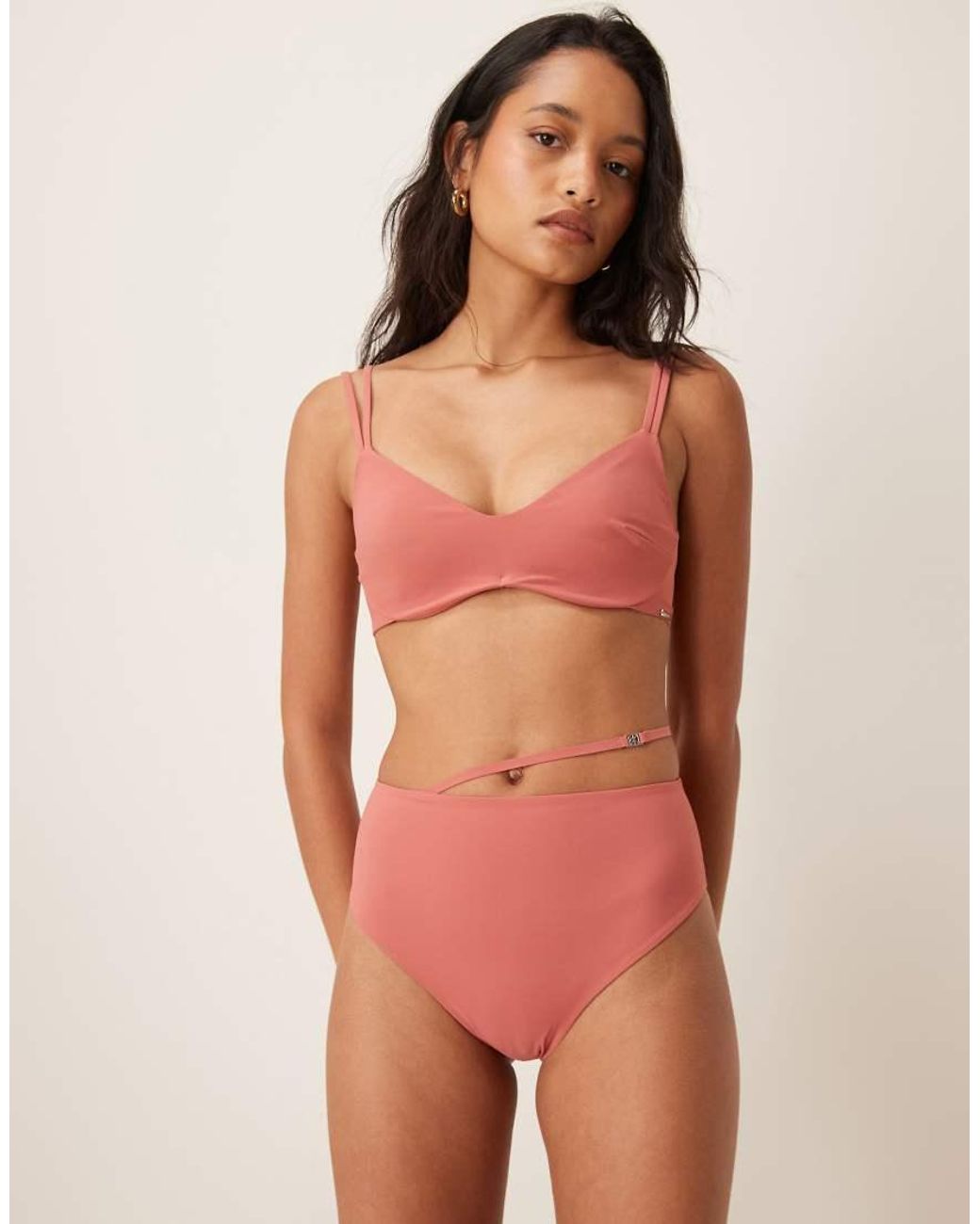 Calvin Klein Red Luxe High Waisted Belted Bikini Bottom