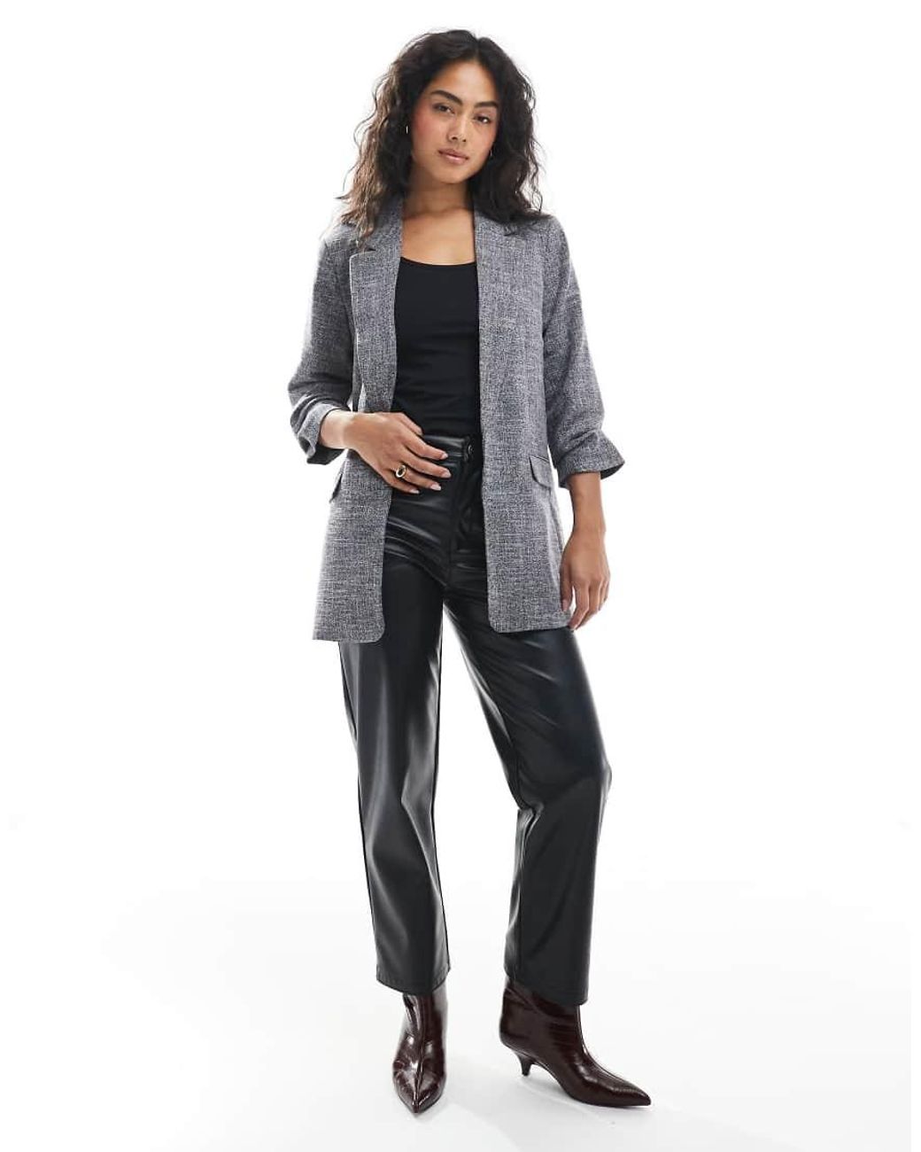 Vero Moda Blue Ruched Sleeve Blazer