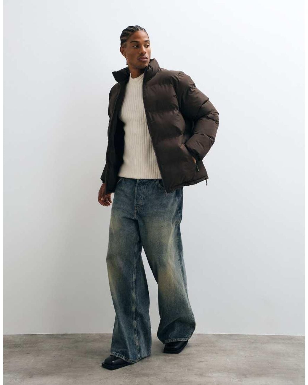 New Look Black Puffer Jacket for men