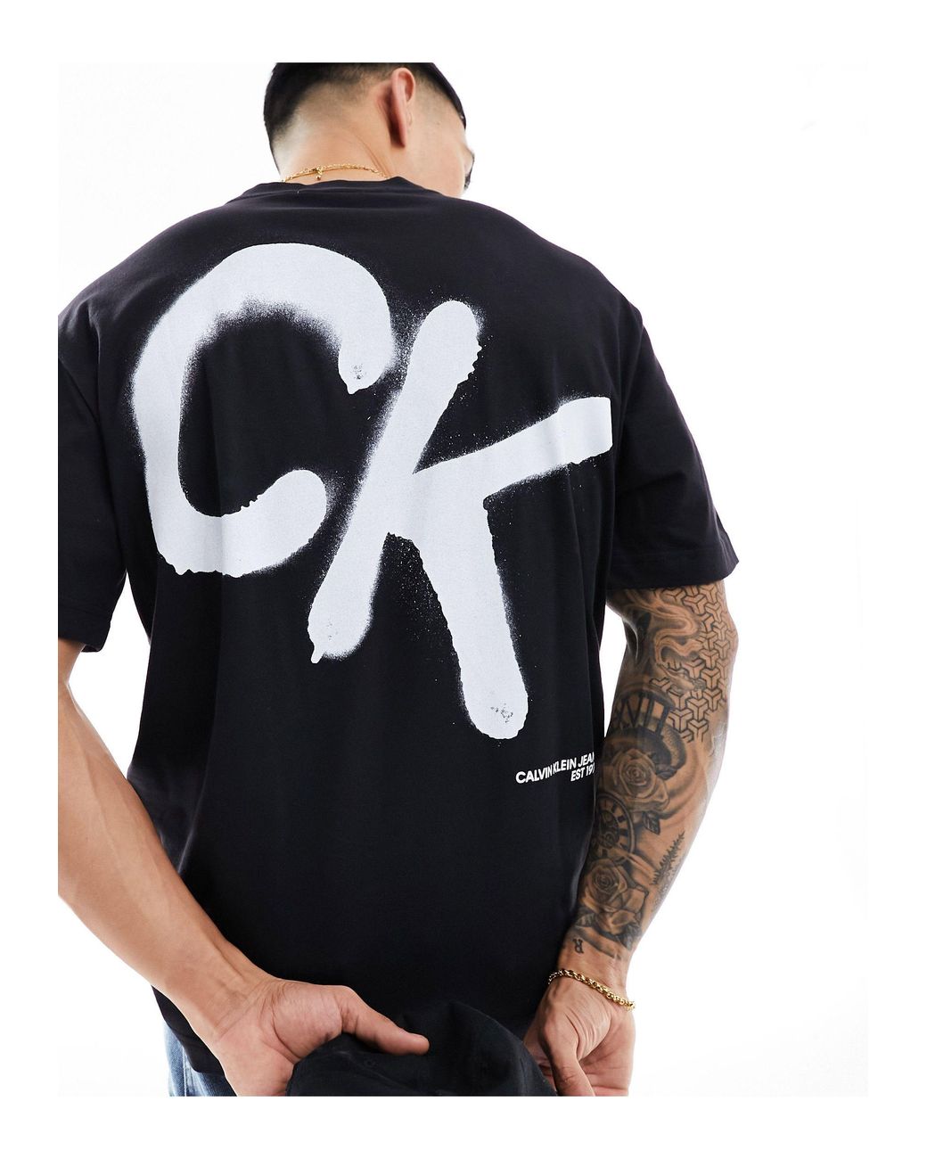 Calvin Klein Relaxed Spray Print T-shirt in Black for Men | Lyst UK