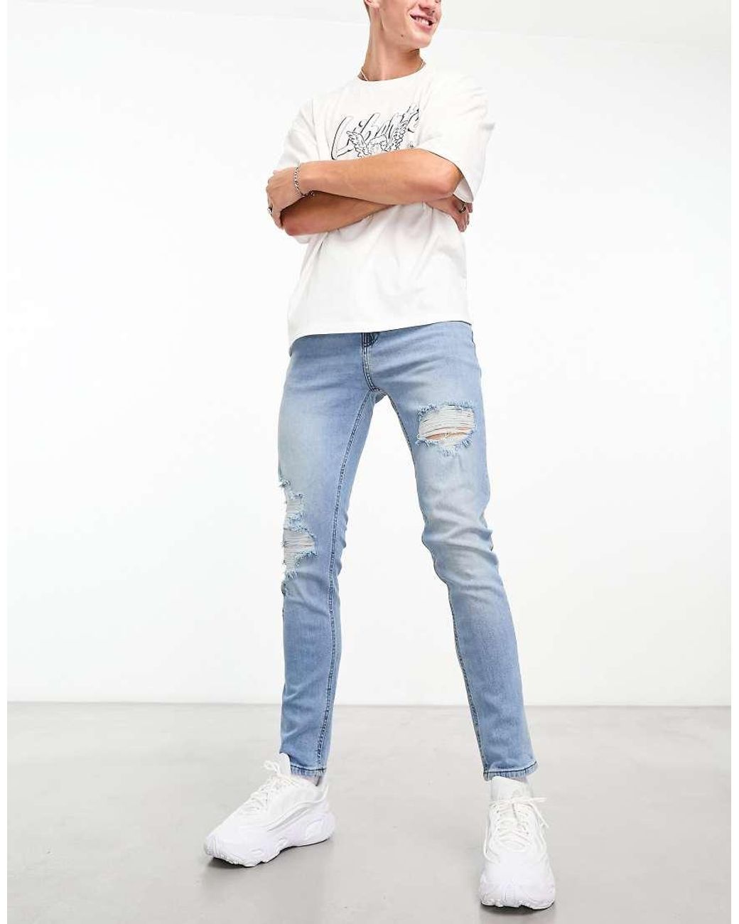 Vaqueros Ajustados Con De ASOS de hombre de color White