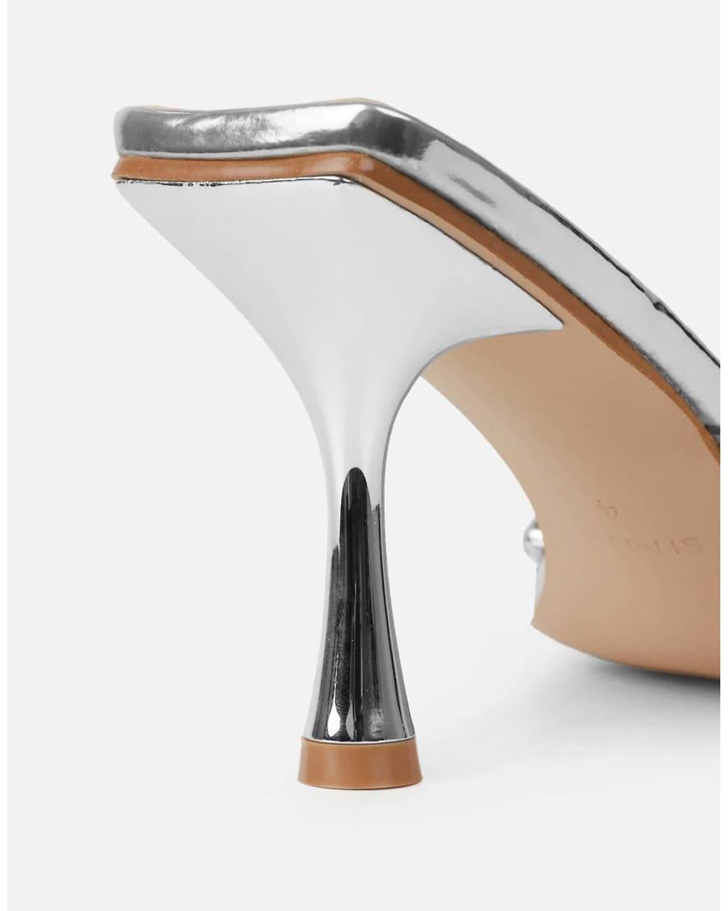 SIMMI Brown Blushing Diamante Mid Heel Mules Wide Fit