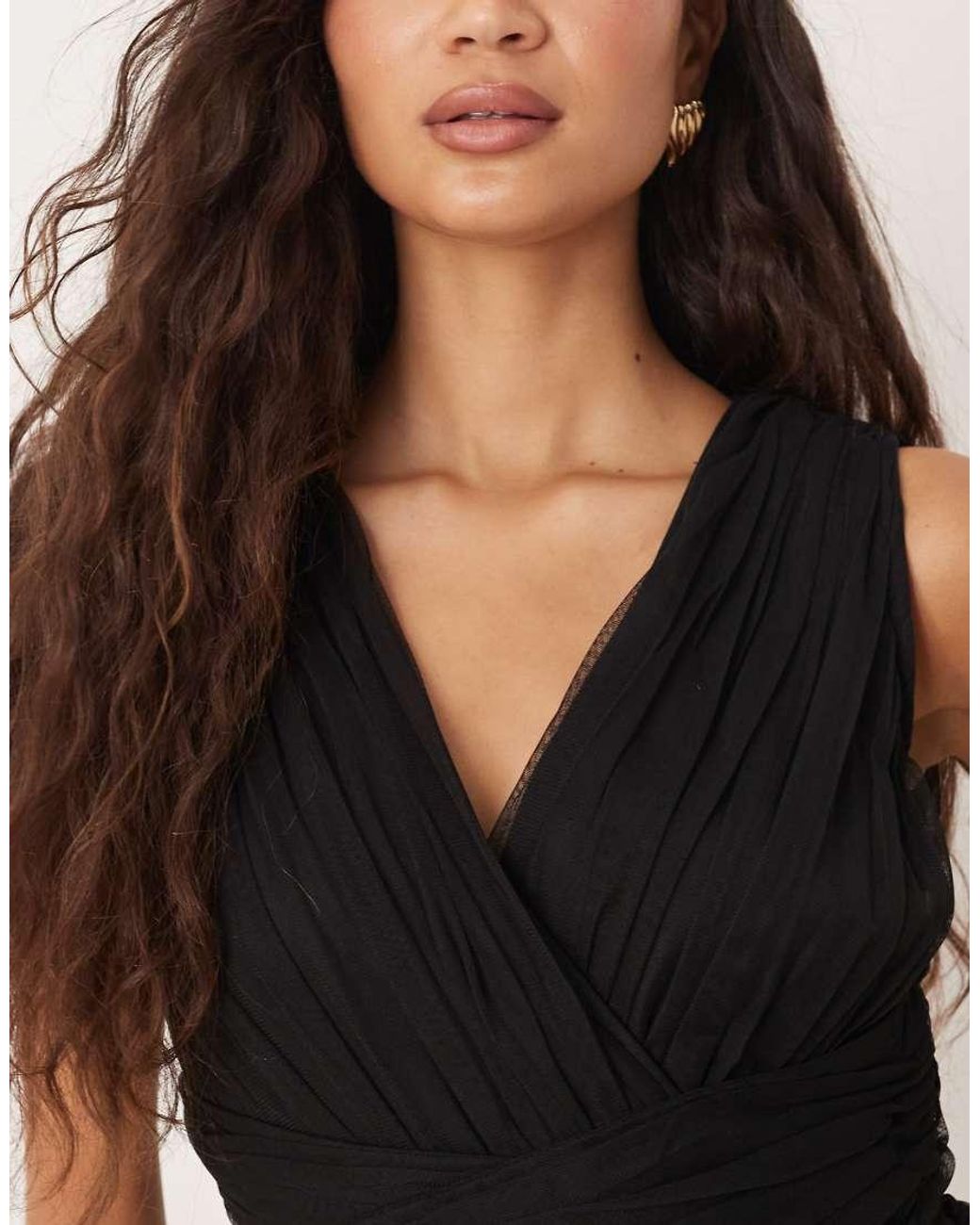 ANAYA Black Sleeveless V Neck Maxi Dress