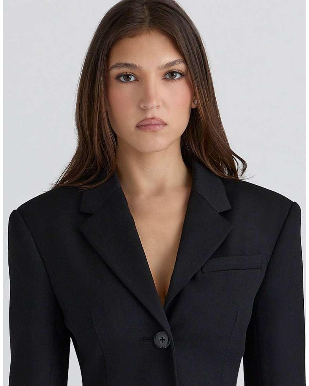 House Of Cb Black Luella Crepe Hourglass Blazer Jacket