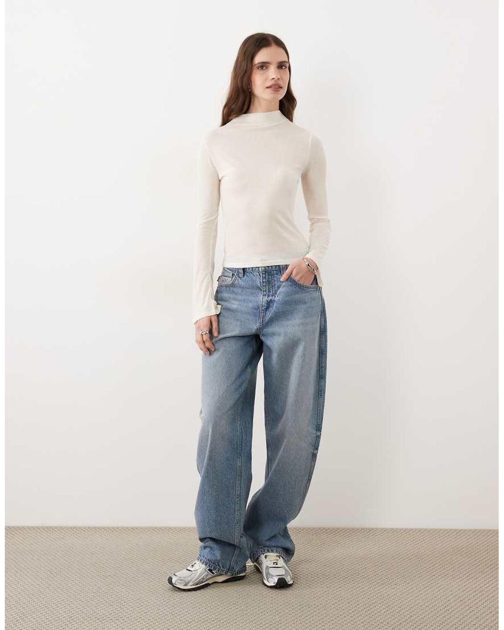 Miss Selfridge White Sheer High Neck Top