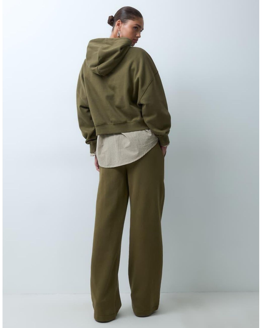 ASOS Green Wide Leg Brushback Joggers