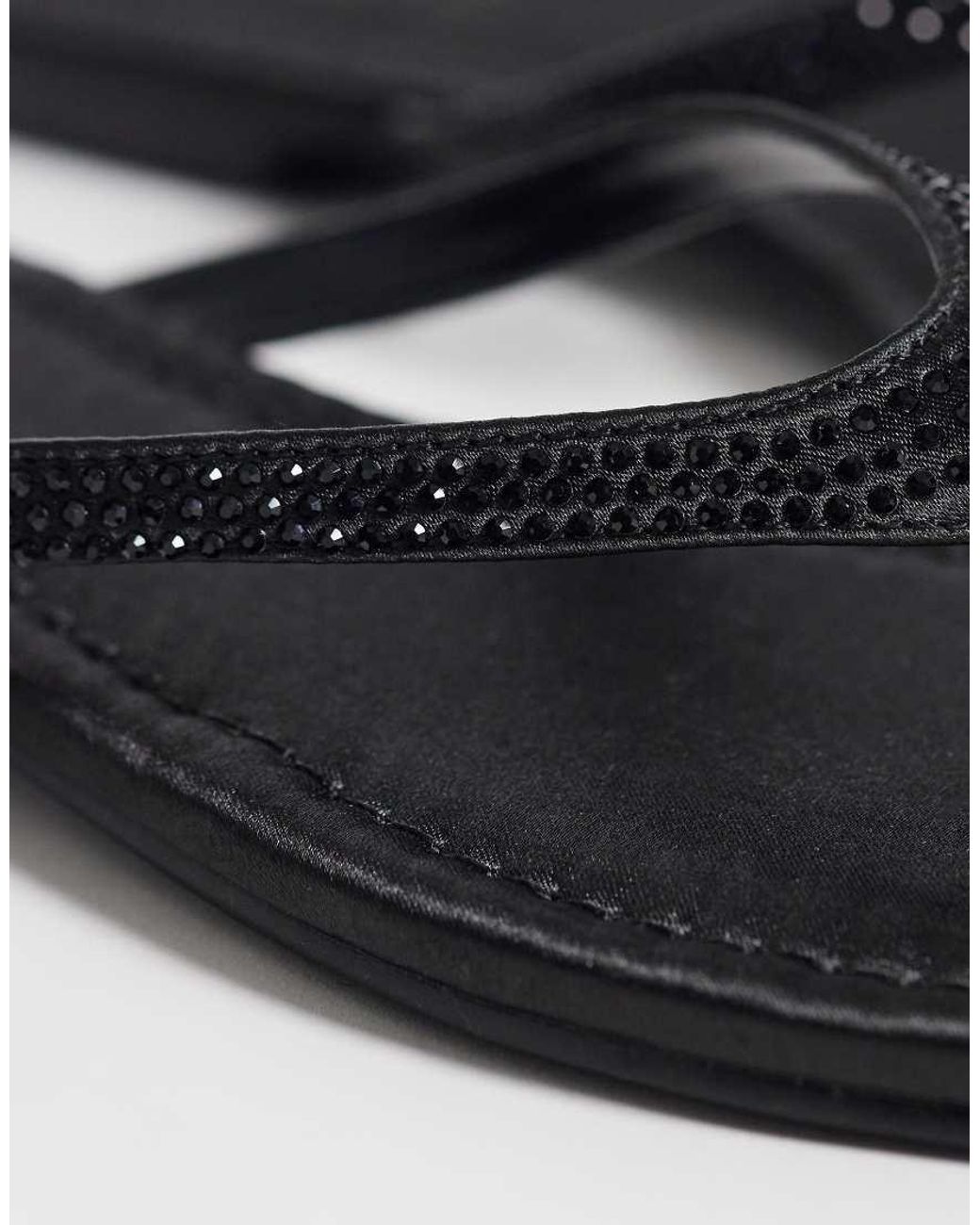 SIMMI Black Simmi London Selene Wide Fit Embellished Flip Flops