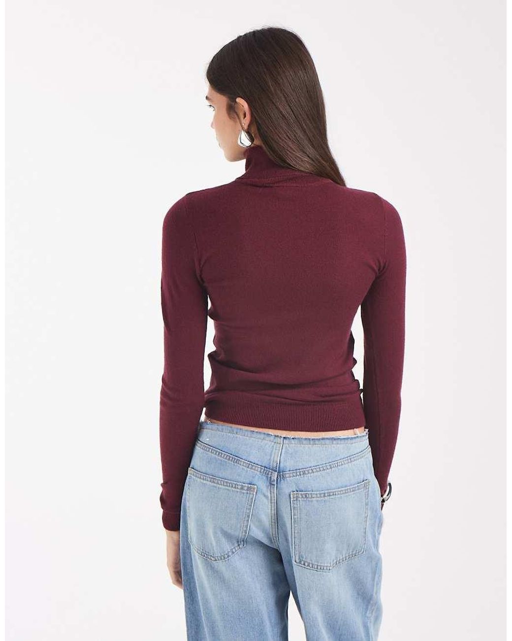 Object Red Long Sleeve Roll Neck Knitted Top