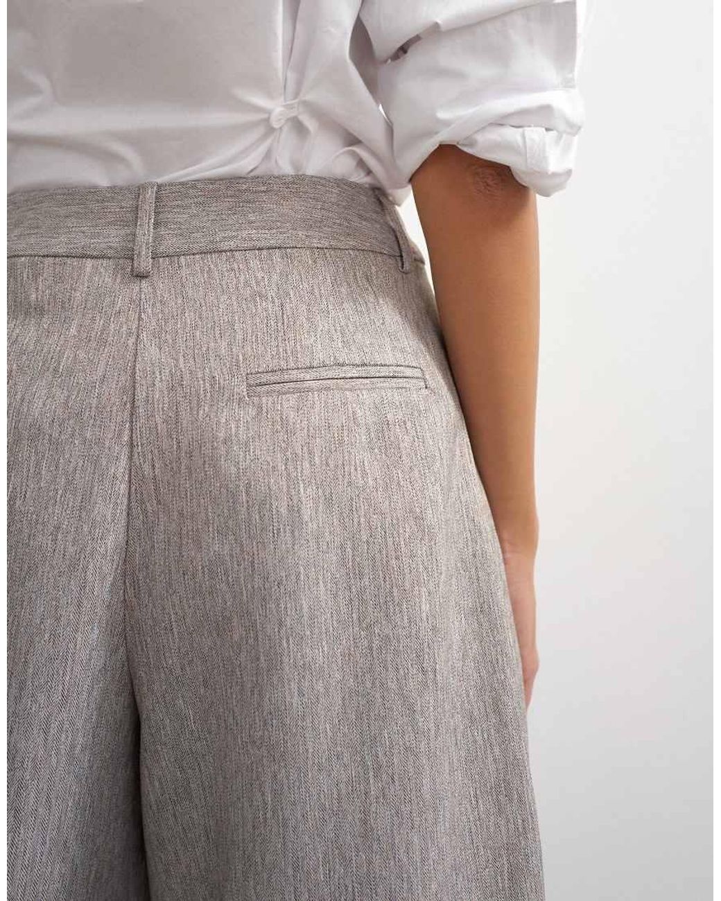 TOPSHOP Gray Co Ord Multi Pleated Wide Leg Trouser