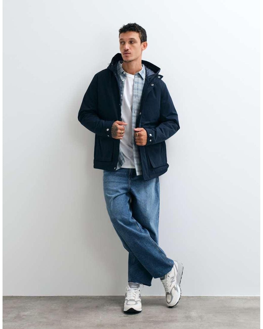 Jack & Jones Blue Hooded Parka Jacket for men