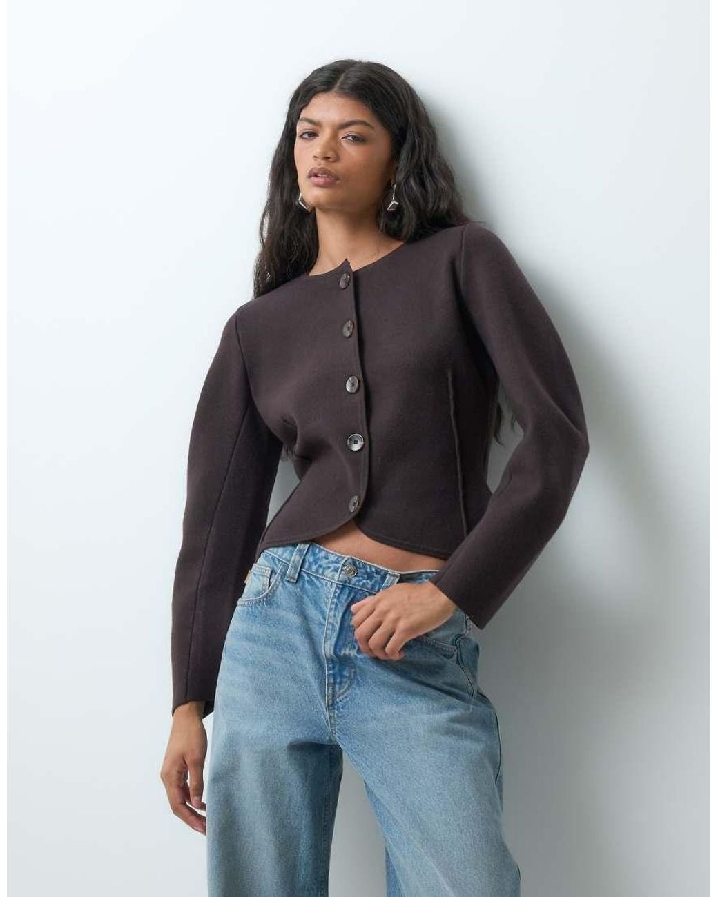Vero Moda Blue Premium Structured Knit O-Neck Cardigan