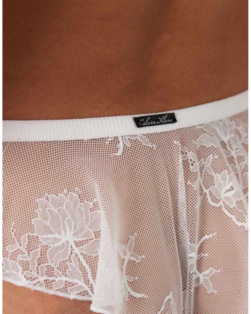 Calvin Klein Natural Icon Lace Floaty Tanga Thong