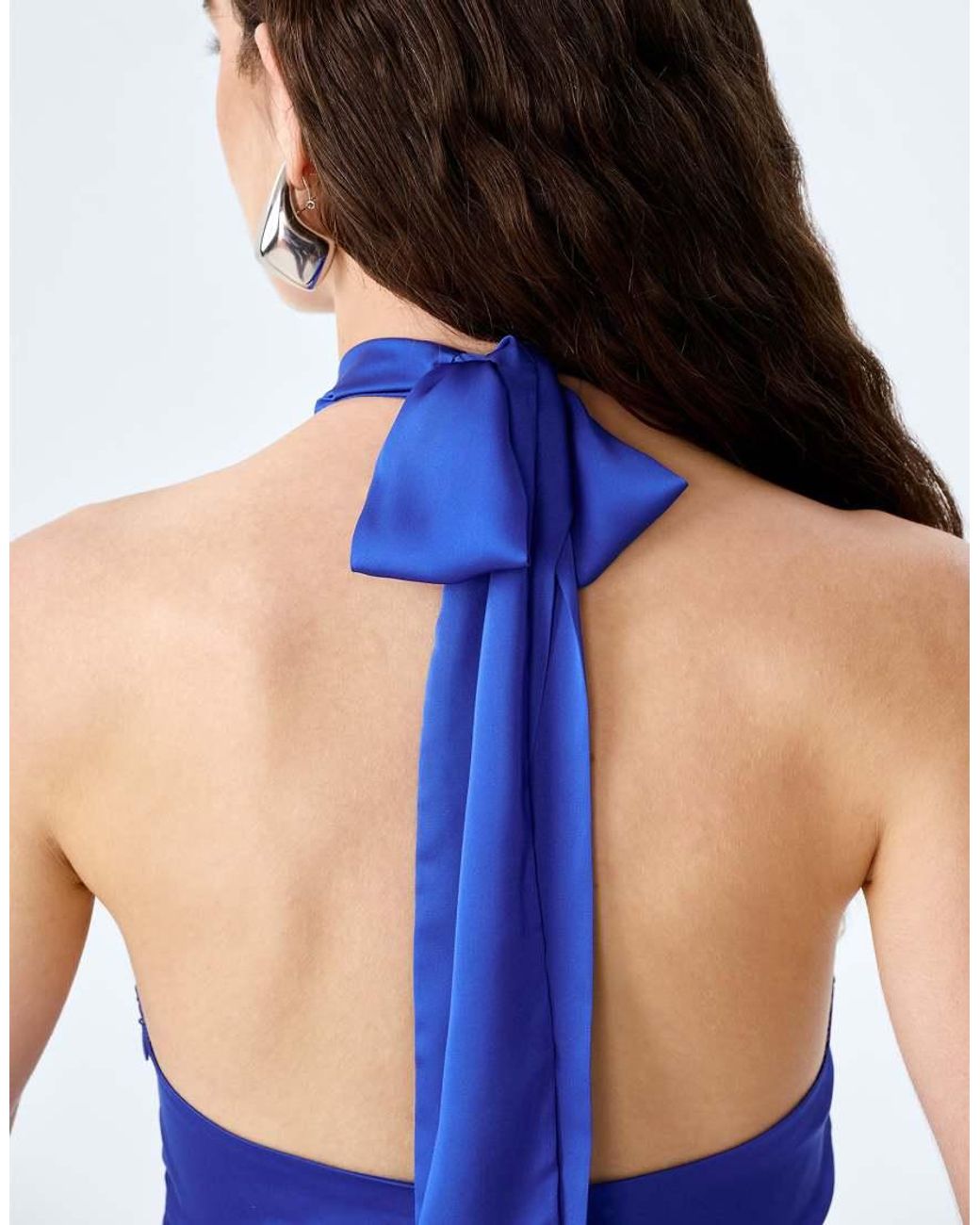 OMNES Blue Dresses Arles Halterneck Satin Maxi Dress