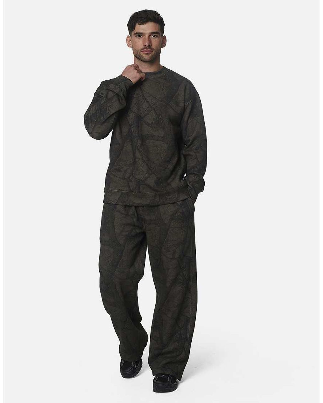 Good For Nothing Black Oversized Cotton Fleece Camo Joggers for men