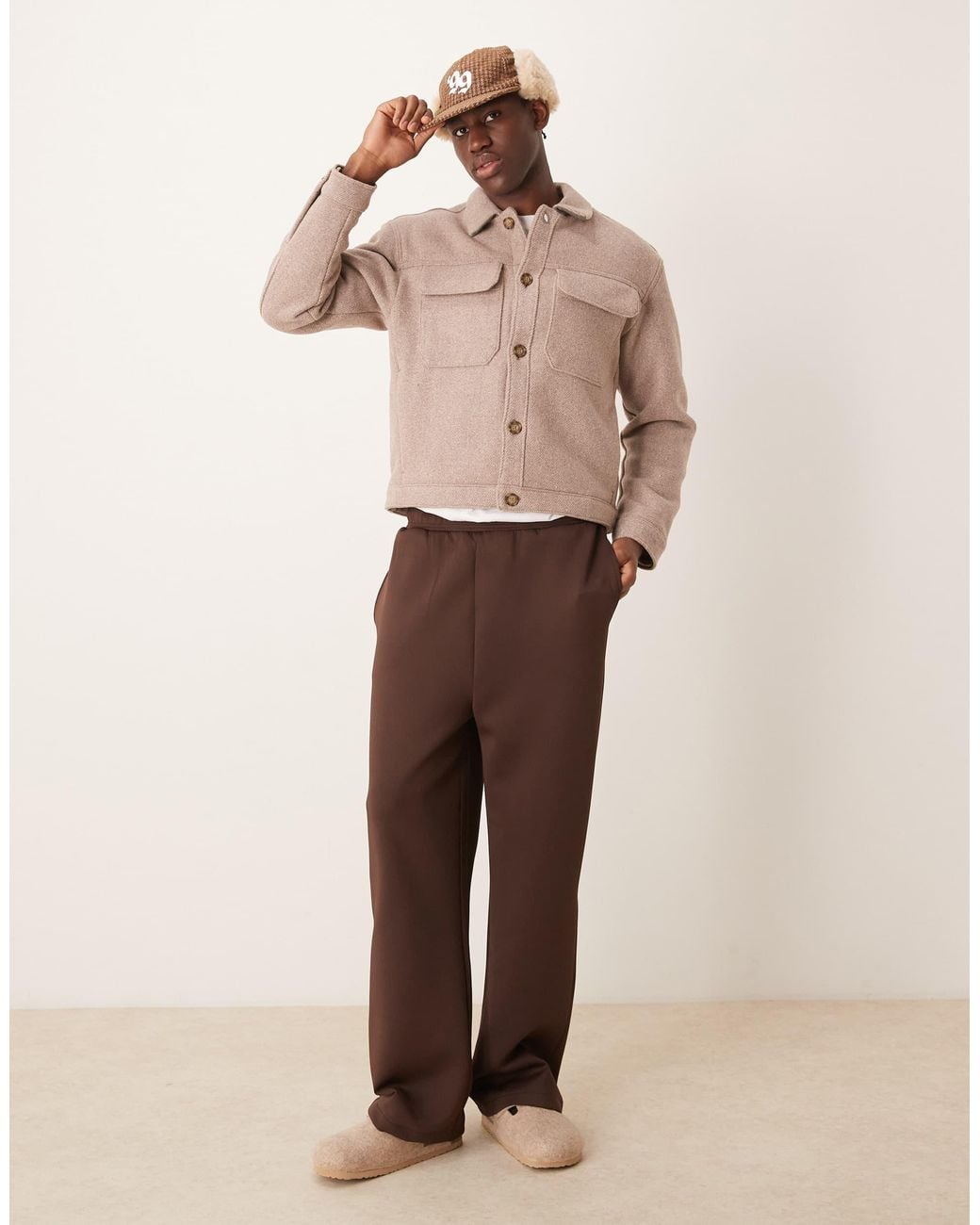 ASOS Brown Trapper Cap for men