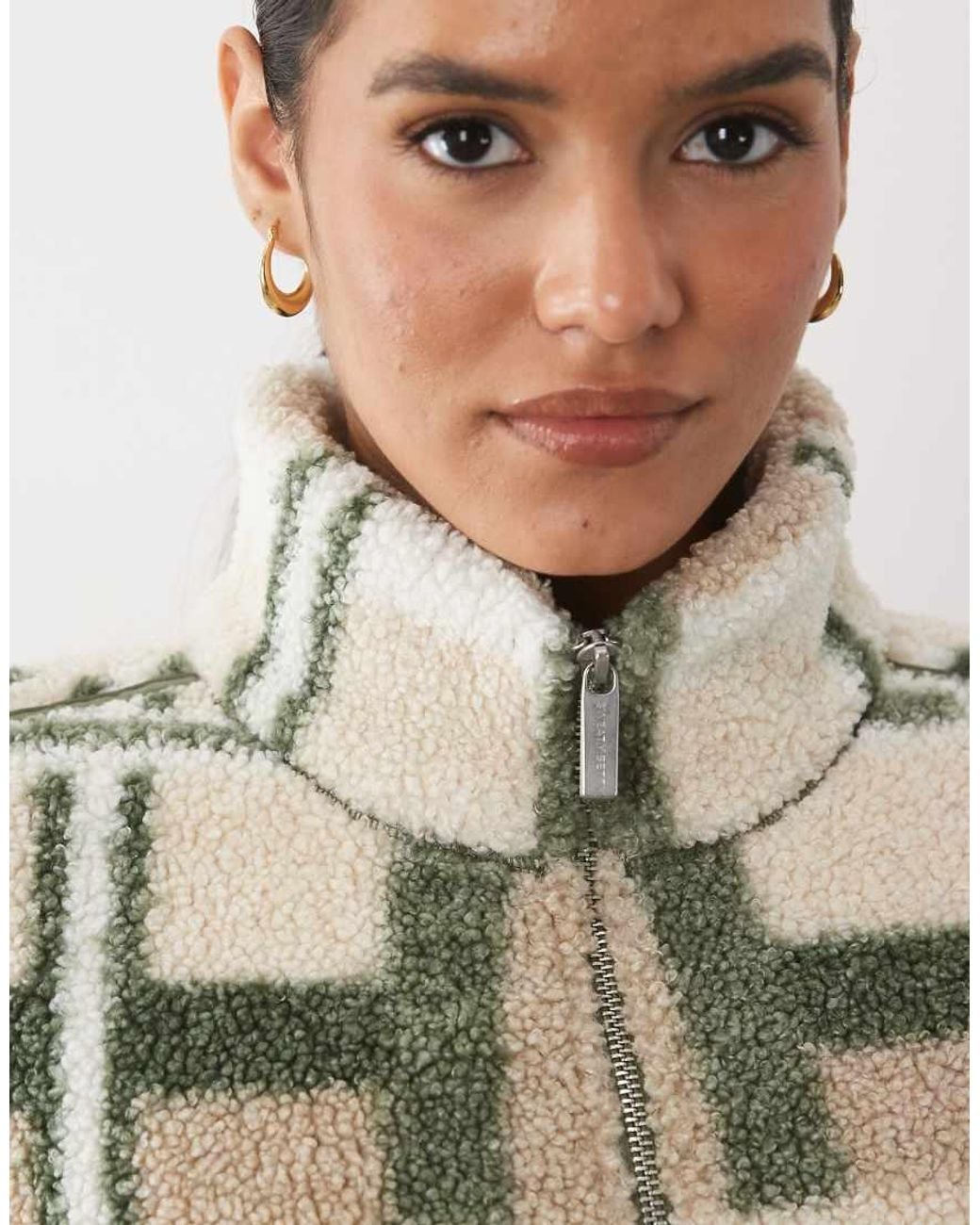 Sweaty Betty Natural Plush Fleece Contrast Zip Up Jacket