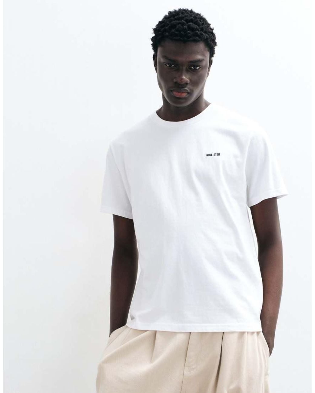 Hollister White Heavyweight Relaxed Fit T-shirt for men