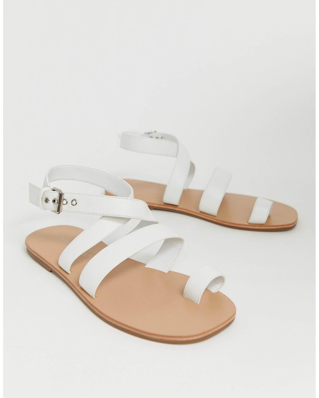 white wide fit flat sandals