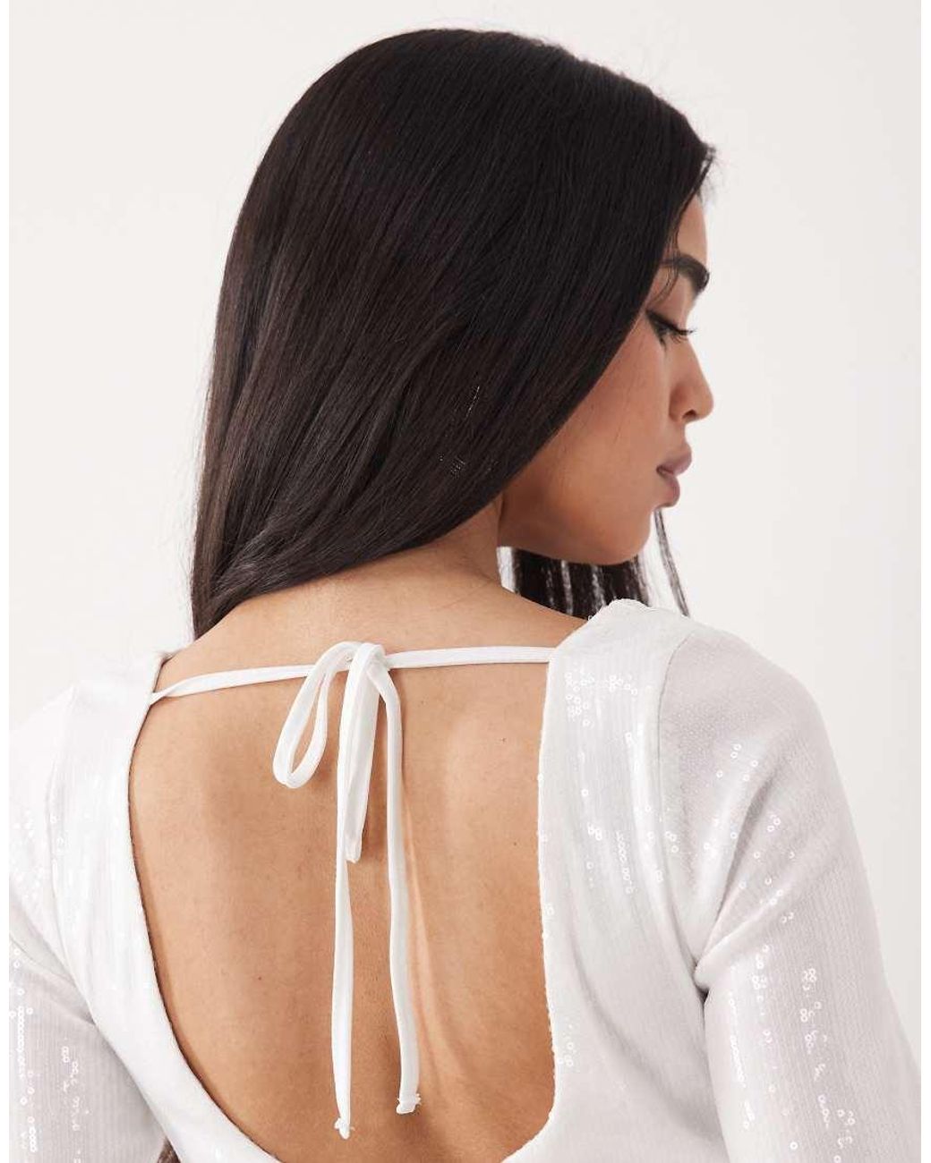 New Look White Low Back Sequin Mini Dress