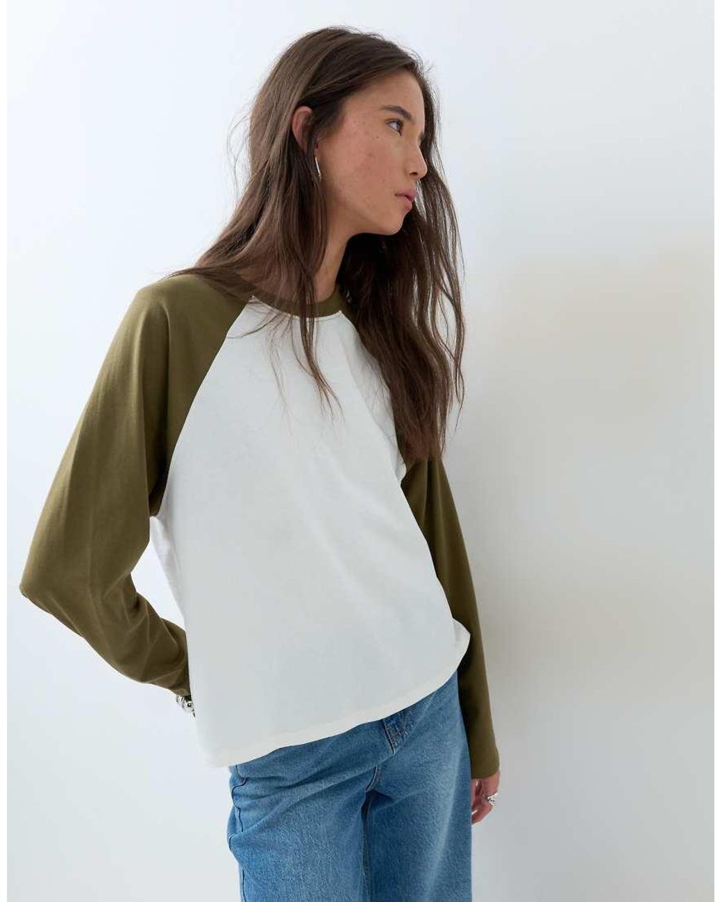 ASOS Brown Boxy Raglan With Contrast Sleeves