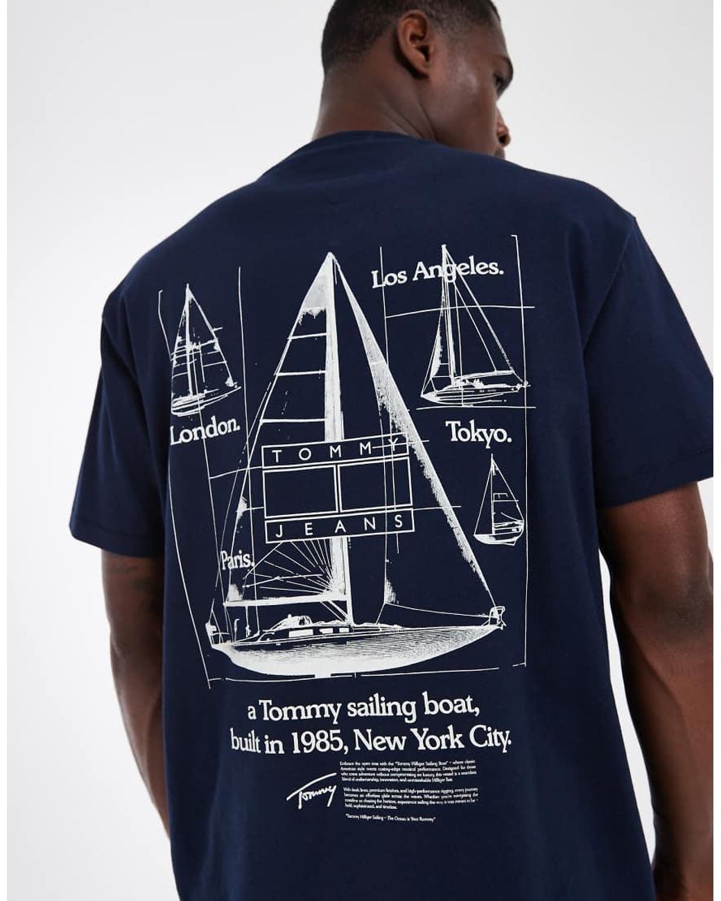 Tommy Hilfiger Blue Sailboat Back Print Relaxed Fit T-Shirt for men