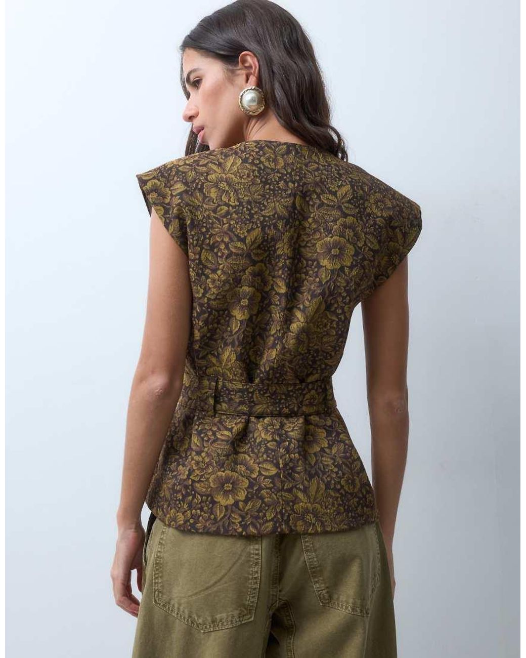 ASOS Brown Sleeveless Belted Blazer