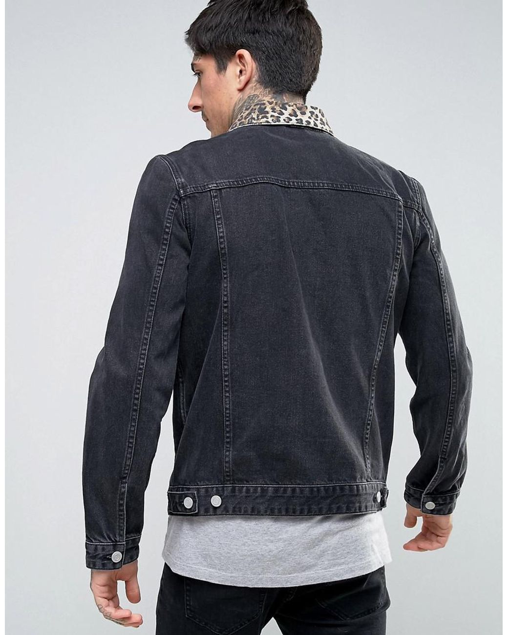 ASOS Denim Jacket With Leopard Print 