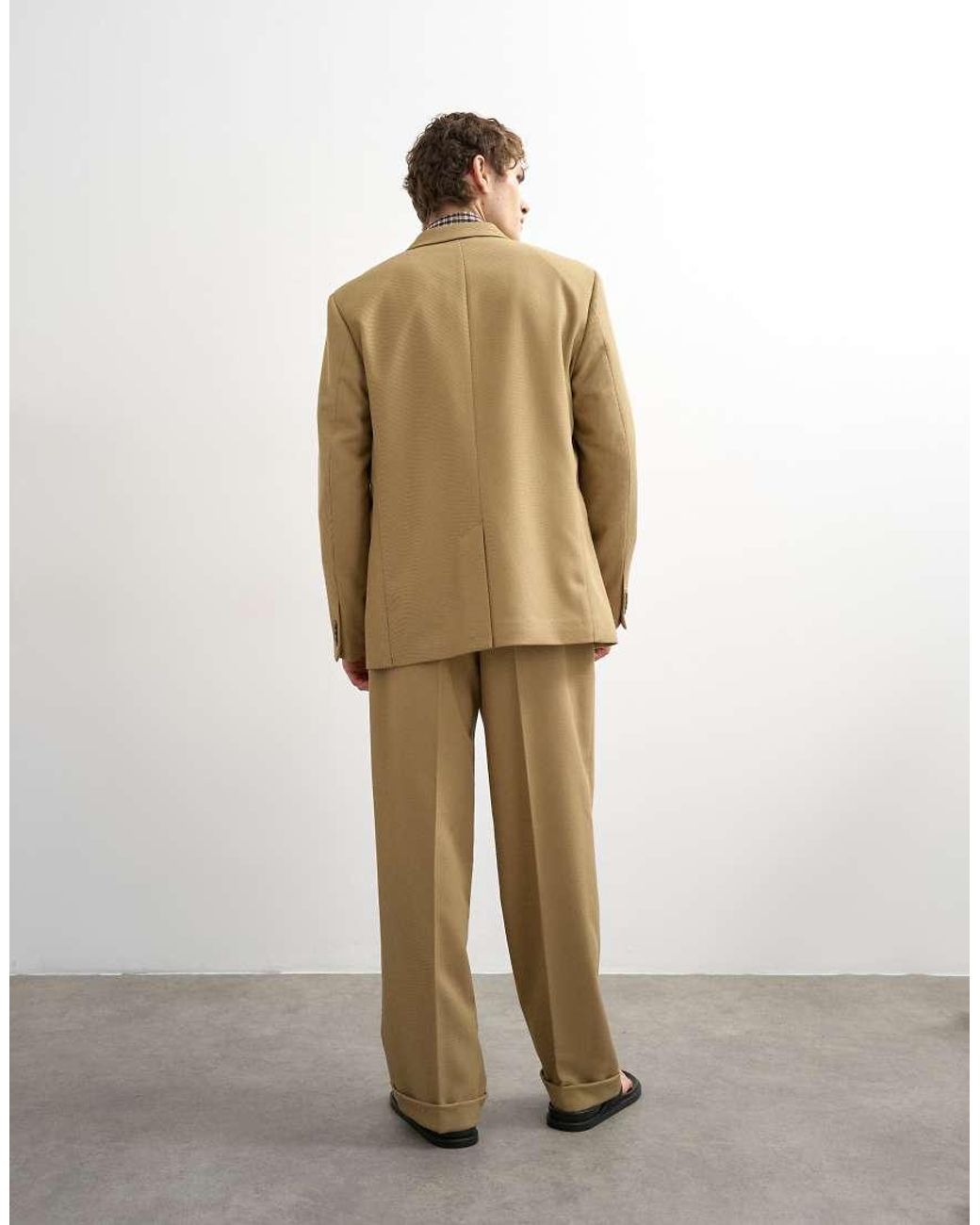 Topman Natural Relaxed Twill Suit Pants for men