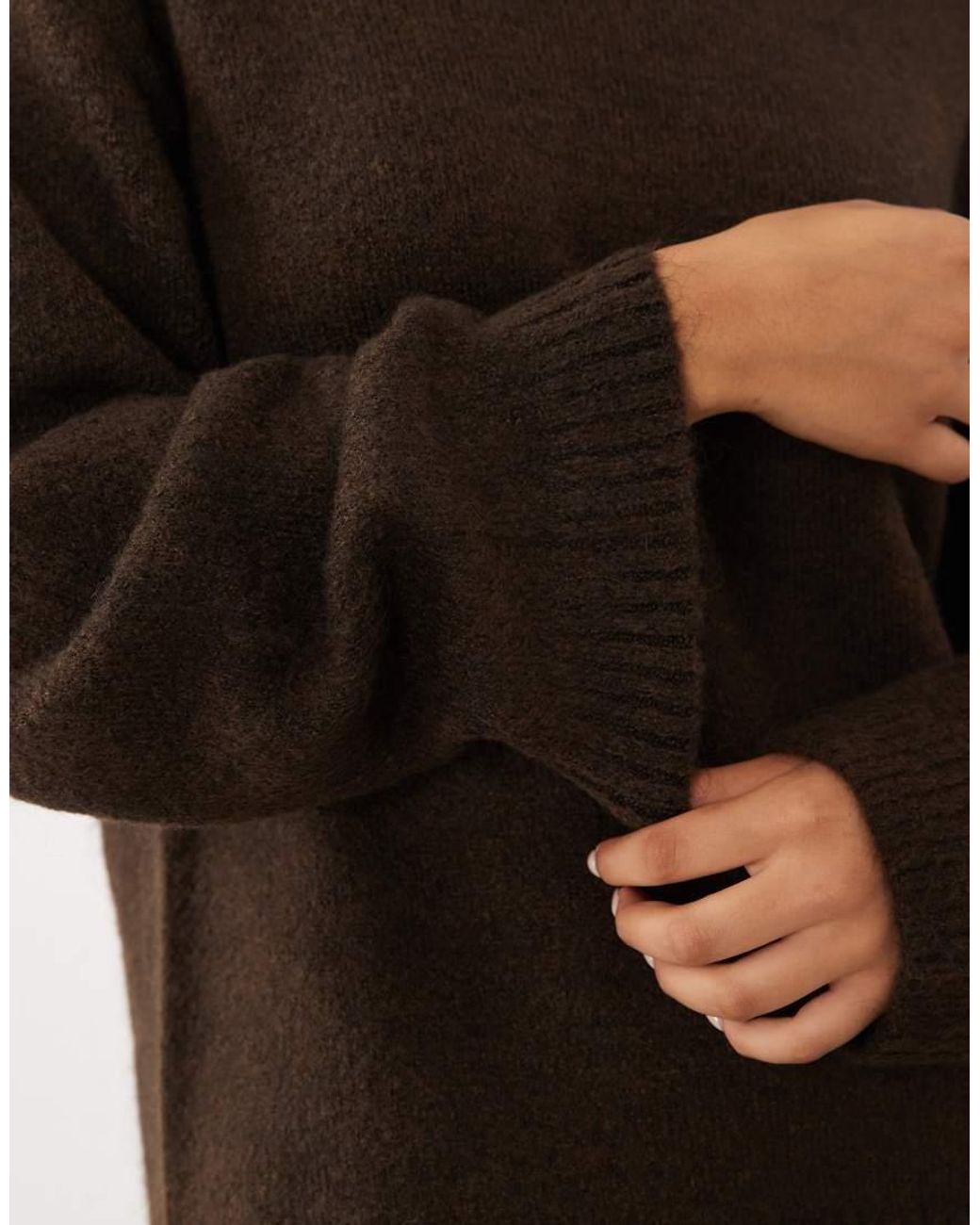Gina Tricot Brown Crew Neck Knitted Wool Alpaca Jumper