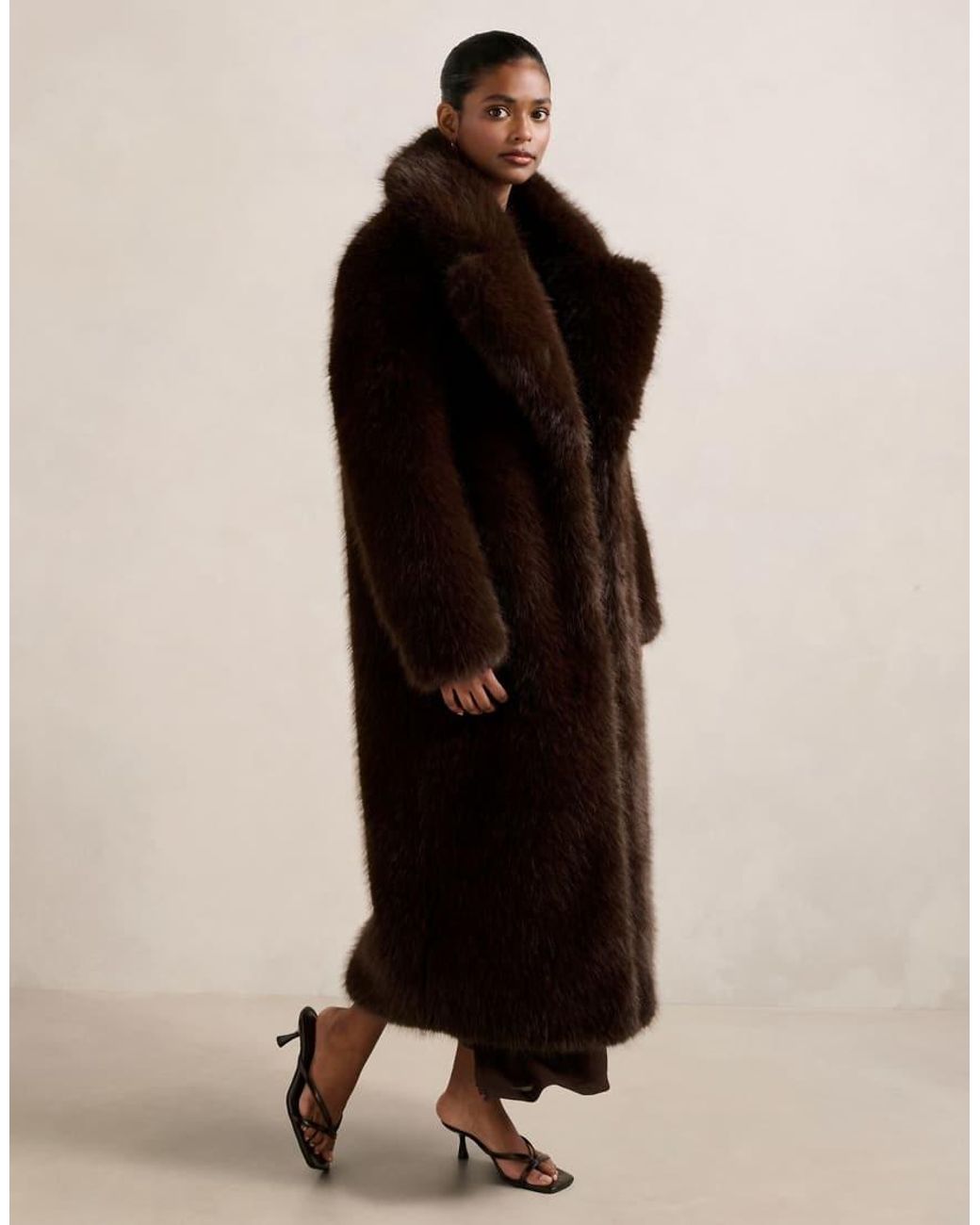 Forever New Black Faux Fur Longline Coat