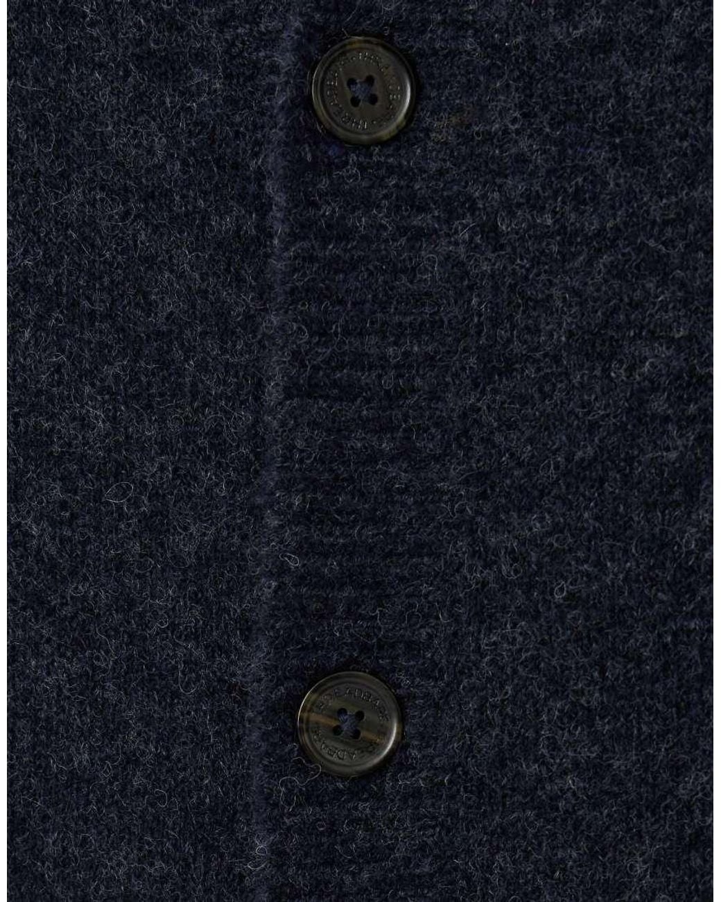 Threadbare Blue Relaxed Fit Wool Blend V Neck Cardigan for men
