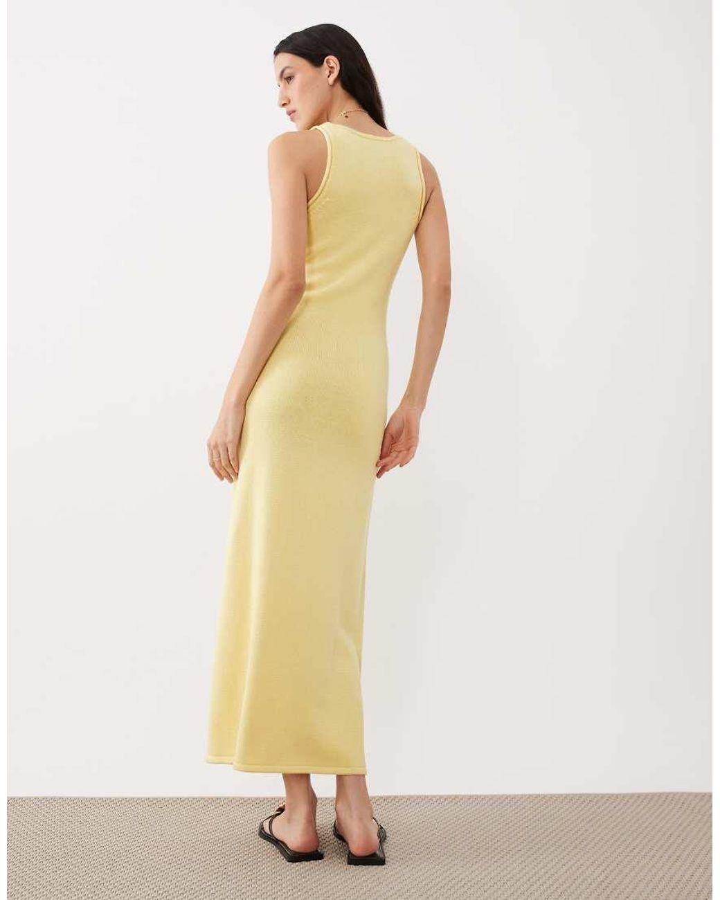 ASOS Natural Knitted Cotton Blend U-scoop Maxi Dress