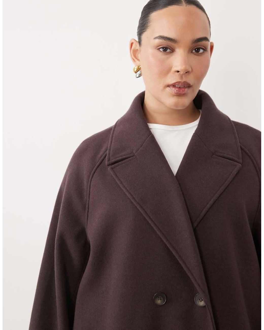 ASOS Brown Asos Design Curve Longline Double Breasted Coat