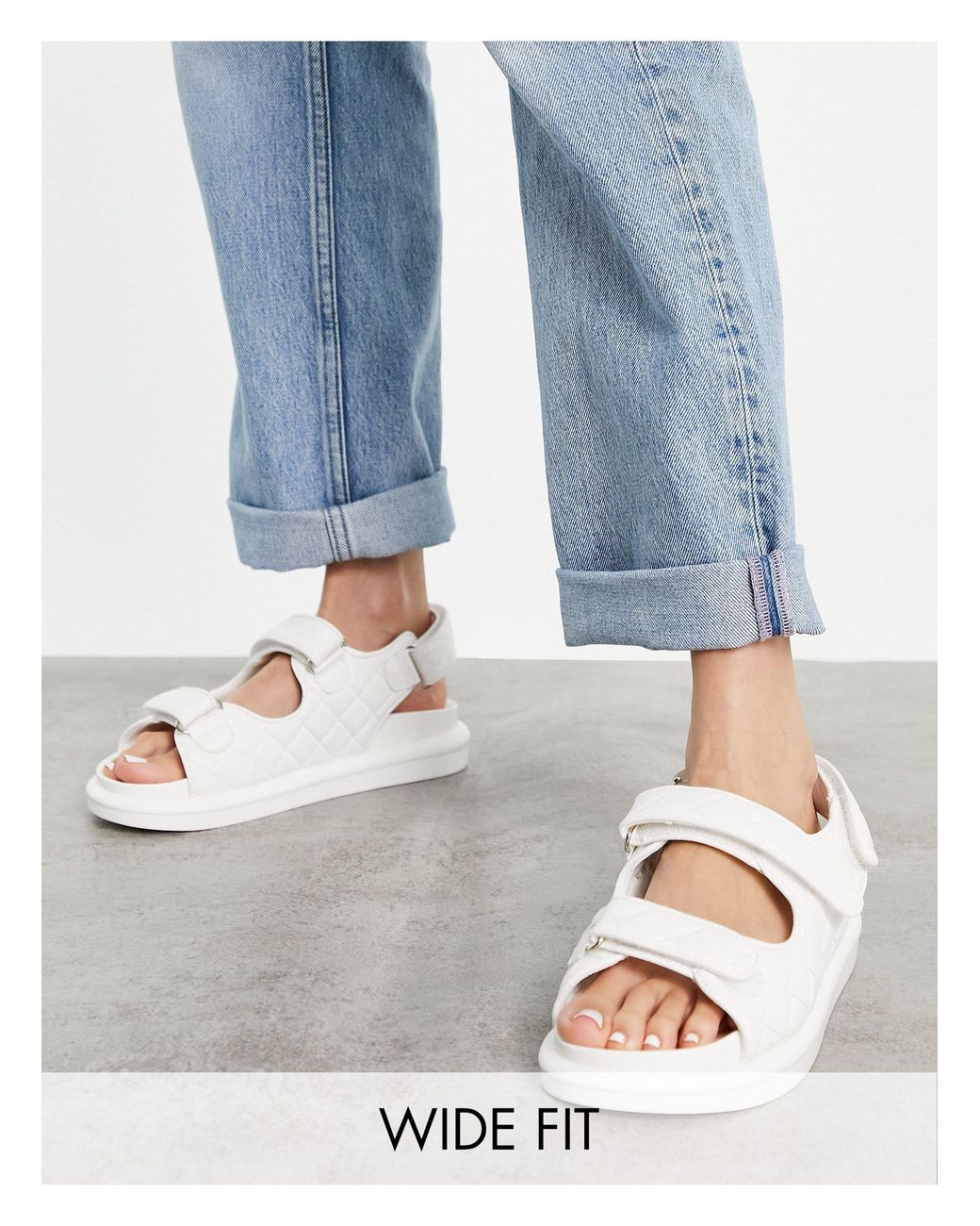 Raid Wide Fit Amylia Chunky Grandad Sandals in White | Lyst