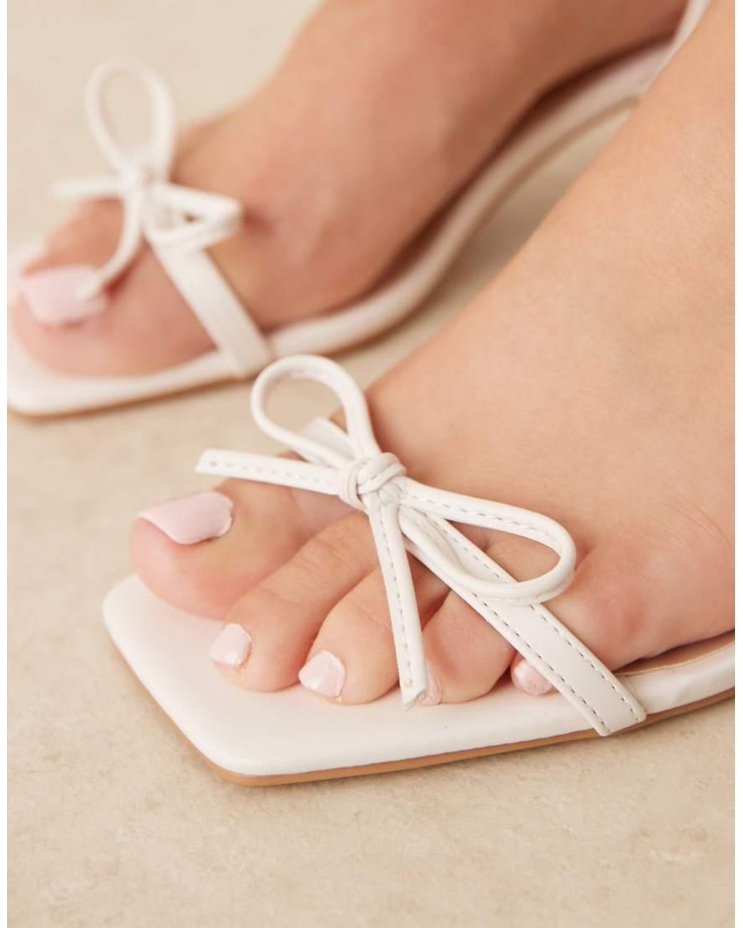 Glamorous Natural Low Block Heeled Sandals