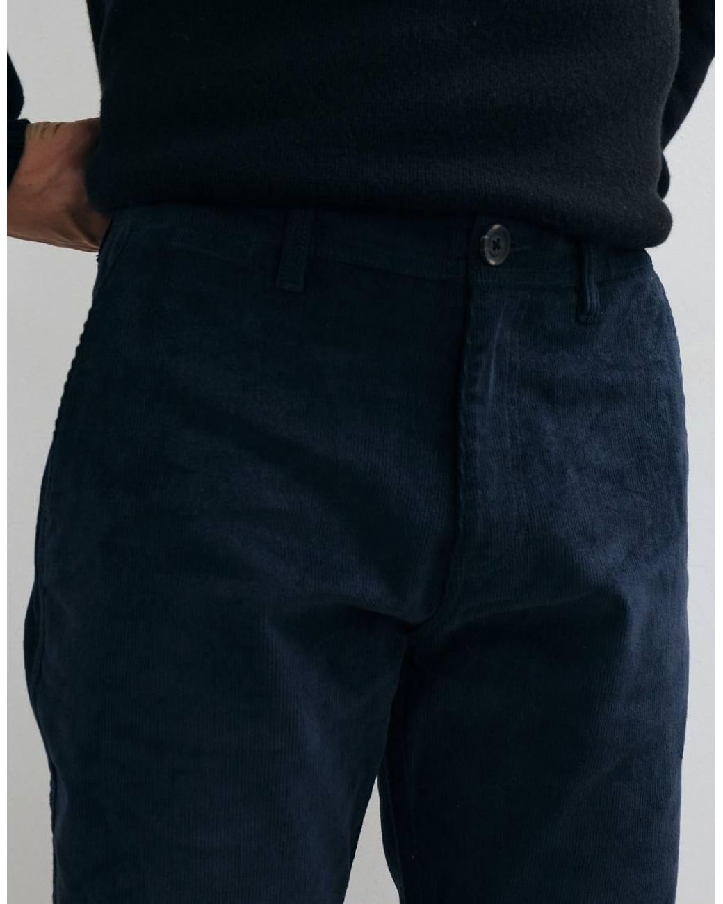 Threadbare Blue Straight Leg Cord Pants for men