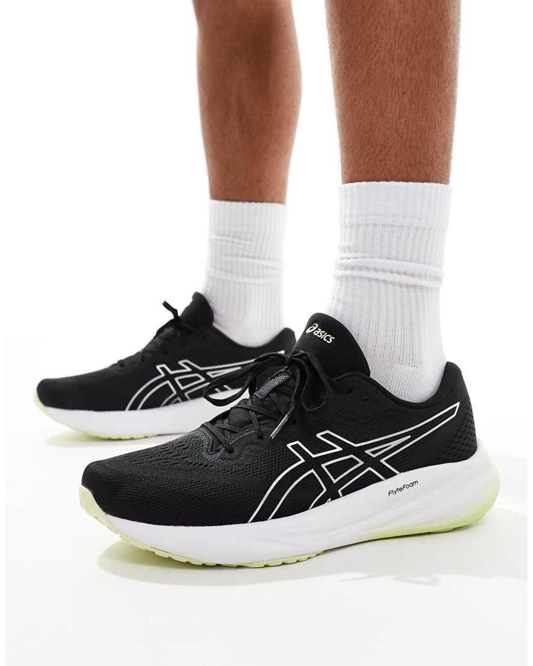 Black asics running trainers online