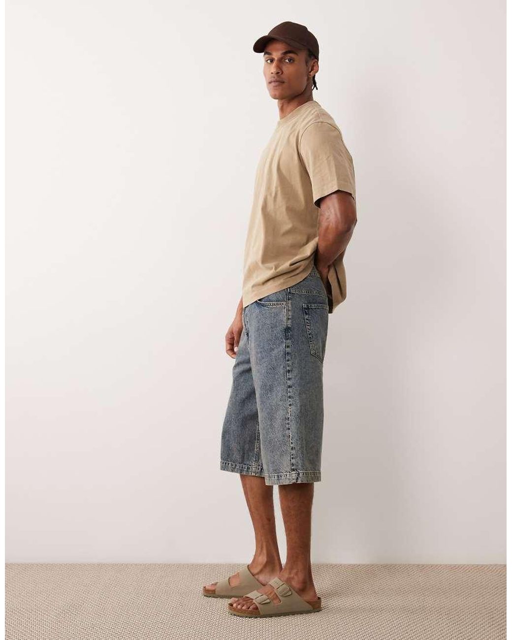 ASOS Blue Longer Length Denim Jorts for men