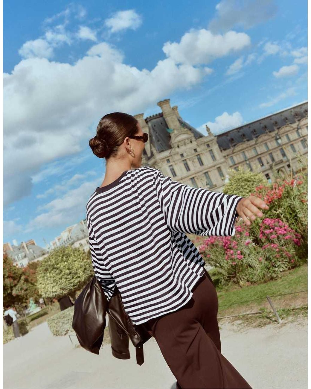 Stradivarius Green Oversize Striped Long Sleeve T-shirt