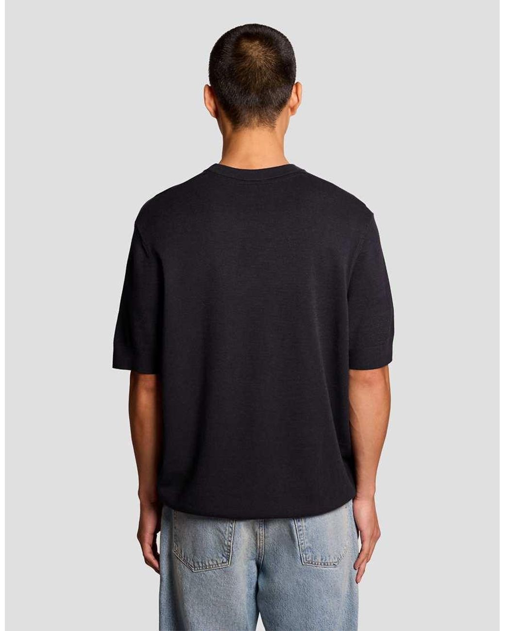 Lyle & Scott Black Mid Knits Relaxed Short Sleeve Jumper for men