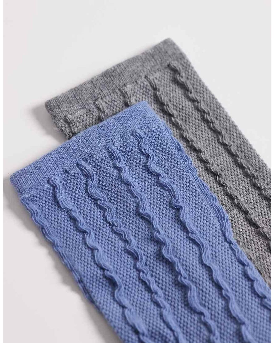 Confezione Da 2 Paia Di Calzini Testurizzati A Coste Blu Medio E Grigio Antracite di ASOS in Blue