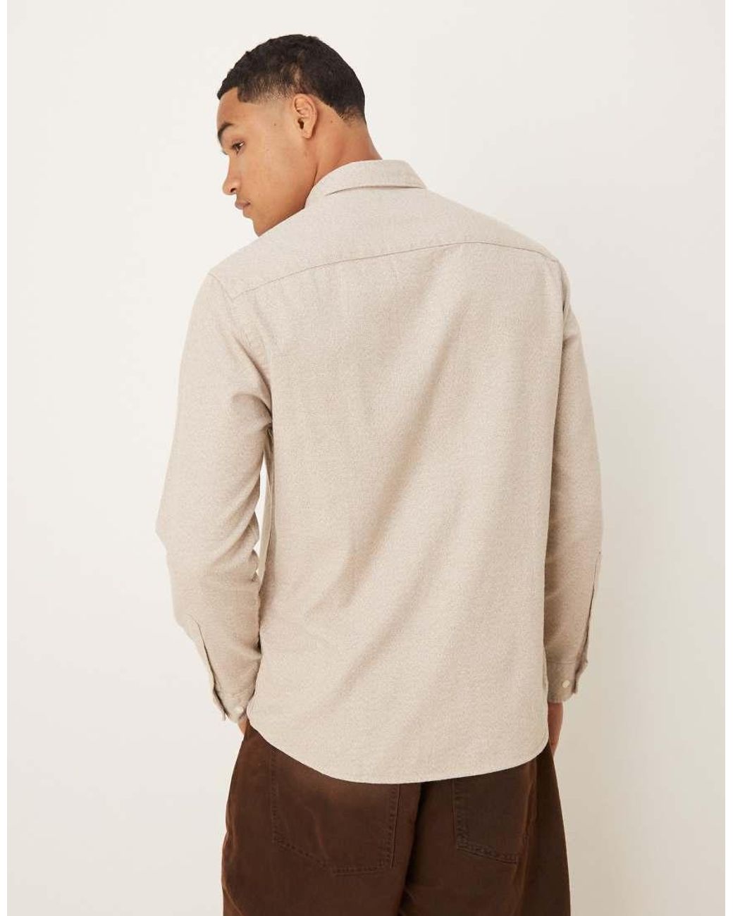 SELECTED Natural 100% Cotton Oversized Boxy Brushed Shirt for men