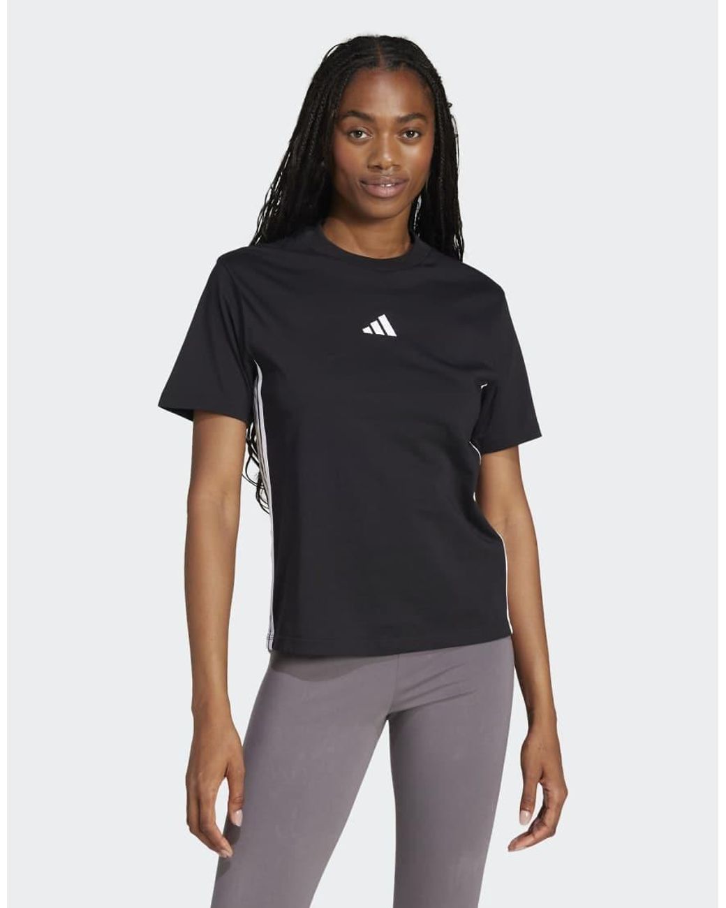 Adidas Originals Black Essentials 3-Stripes Cotton Tee
