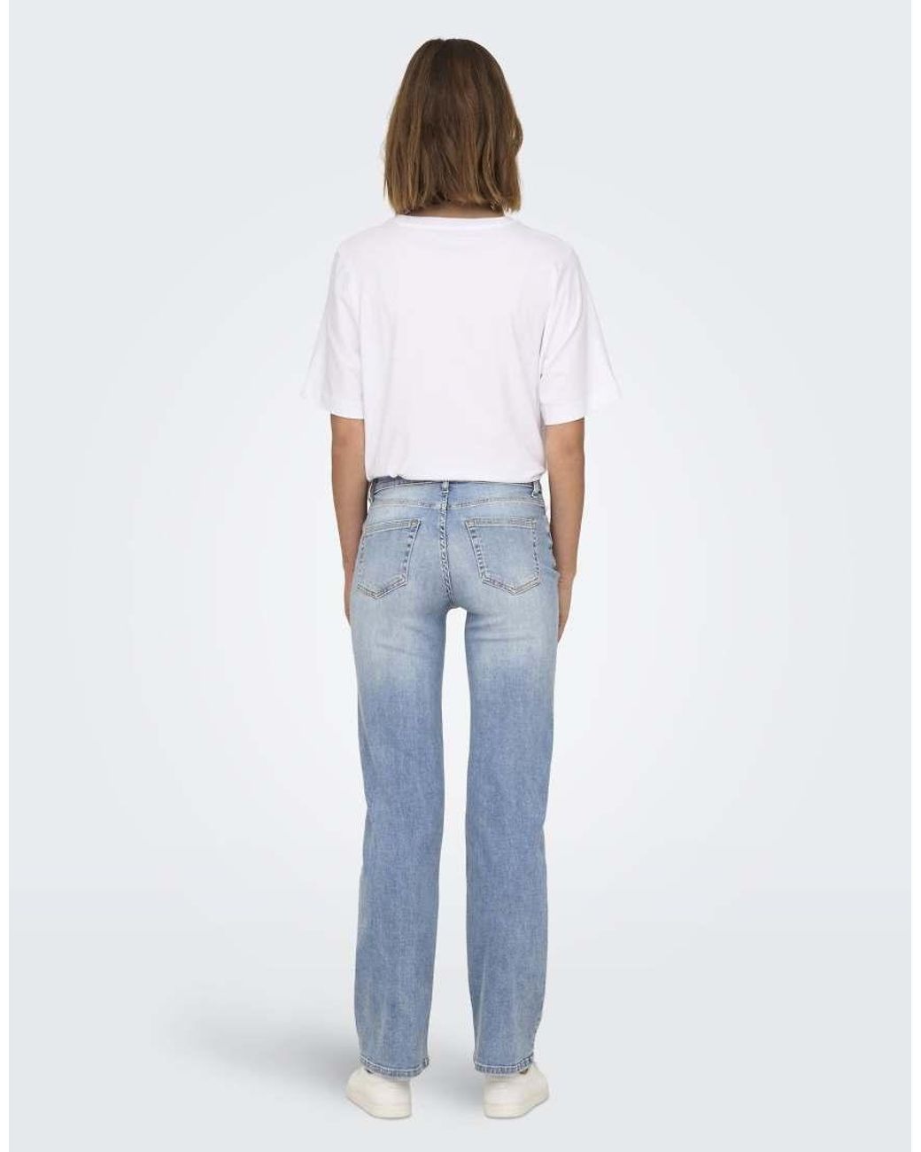 ONLY Blue Blush Mid Waist Straight Jeans Denim