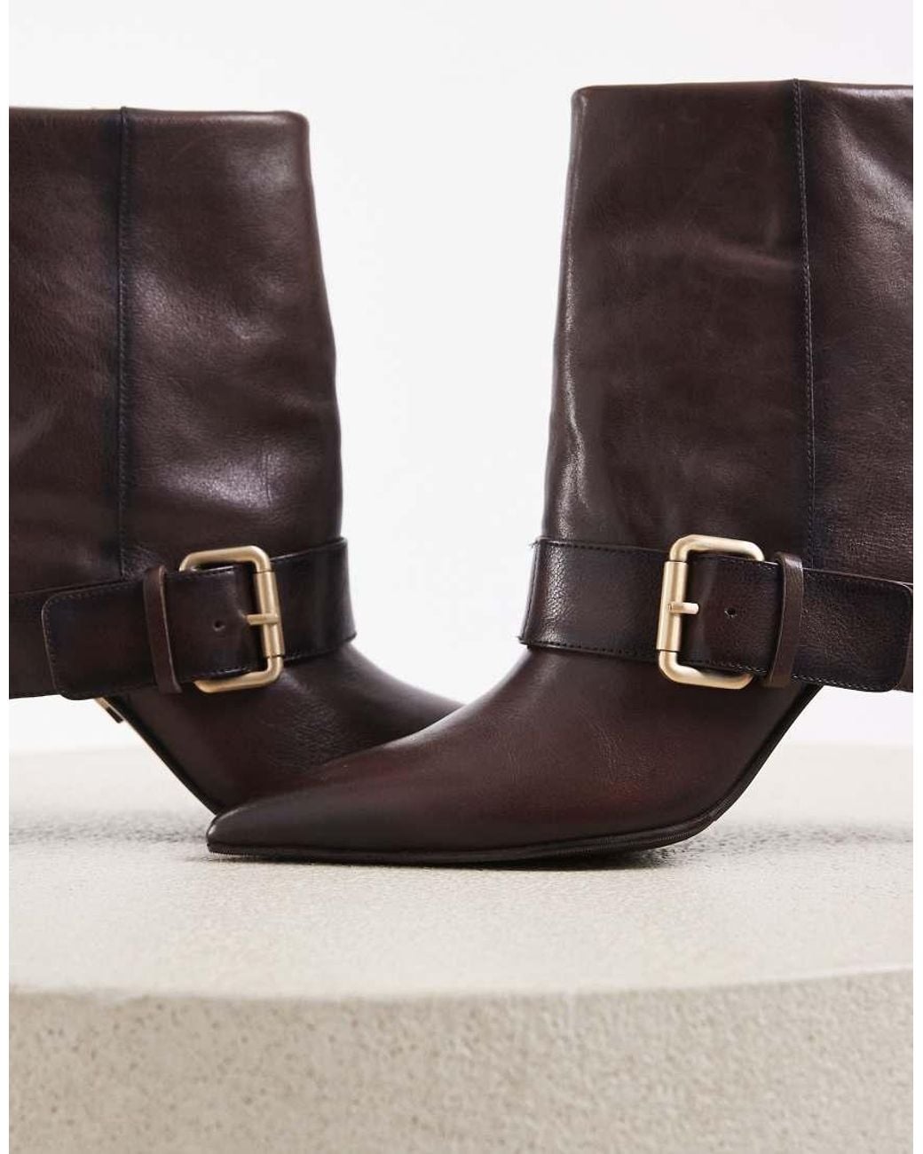 Bronx White Aly-cia Foldover High Ankle Boots With Buckle