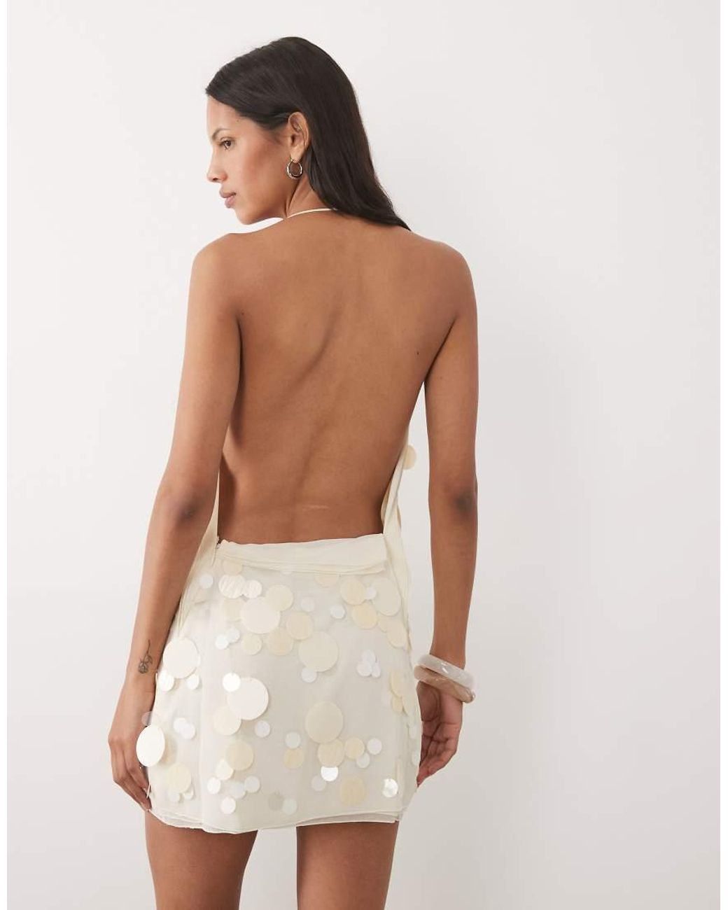 Mango White Capsule Embellished Mini Dress