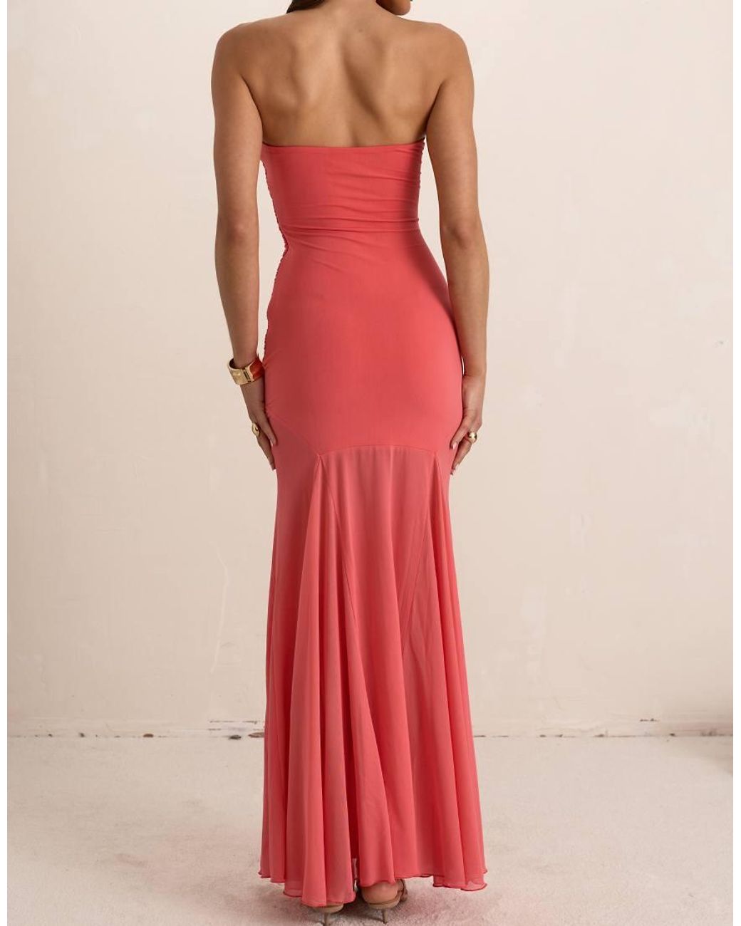 Missy Empire Red Double Layer Ruched Drape Maxi Dress
