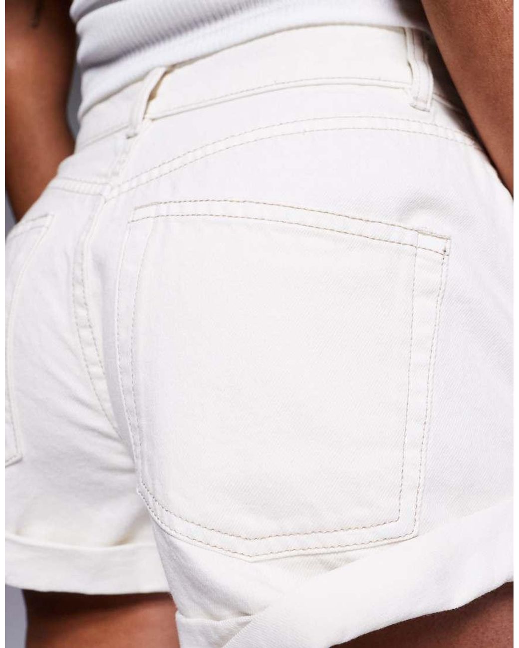 ASOS White Denim Relaxed Short With Roll Hem
