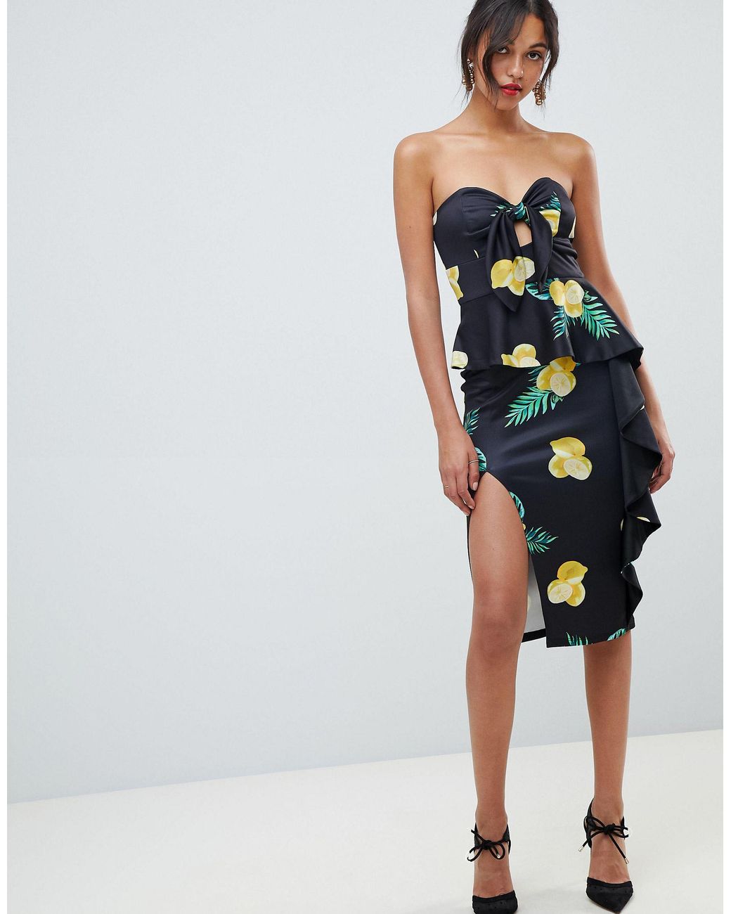 midi bandeau bodycon dress