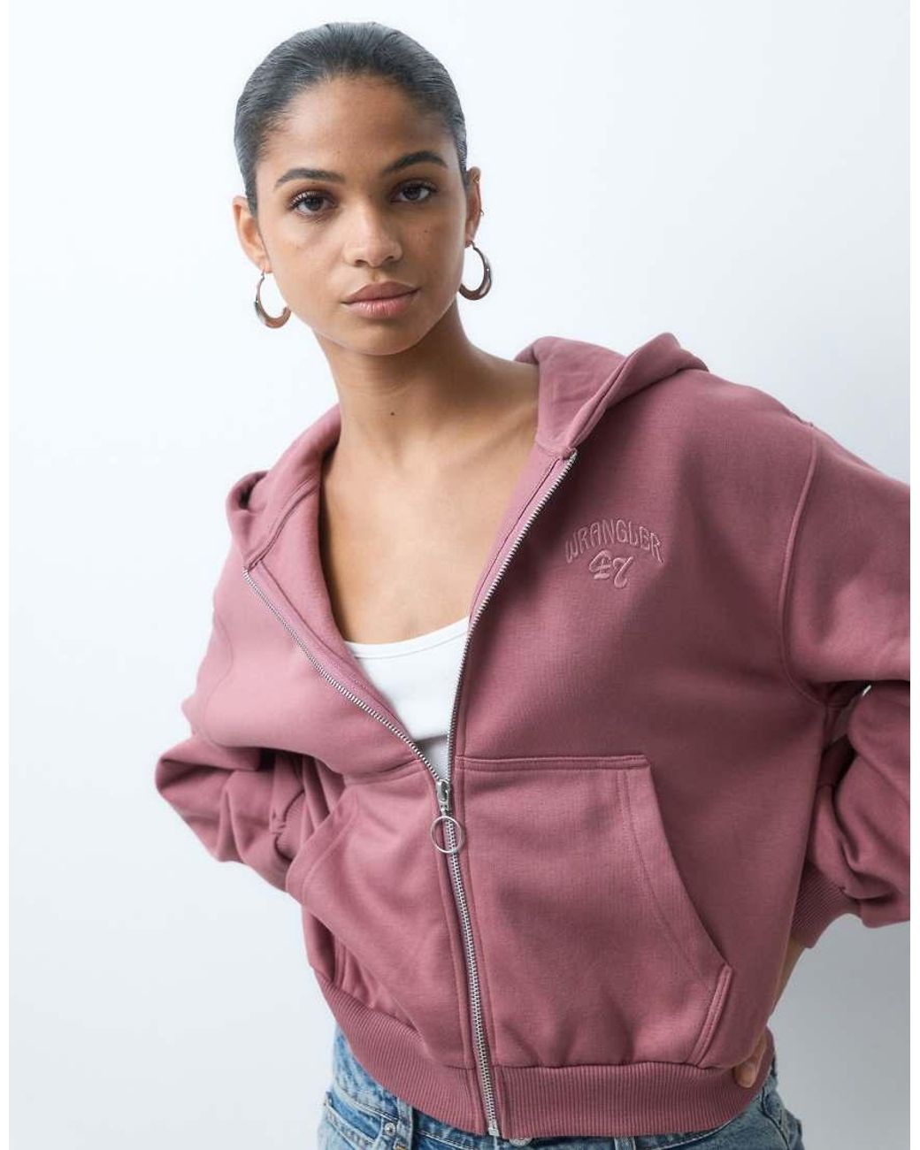 Wrangler White Oversized Zip Up